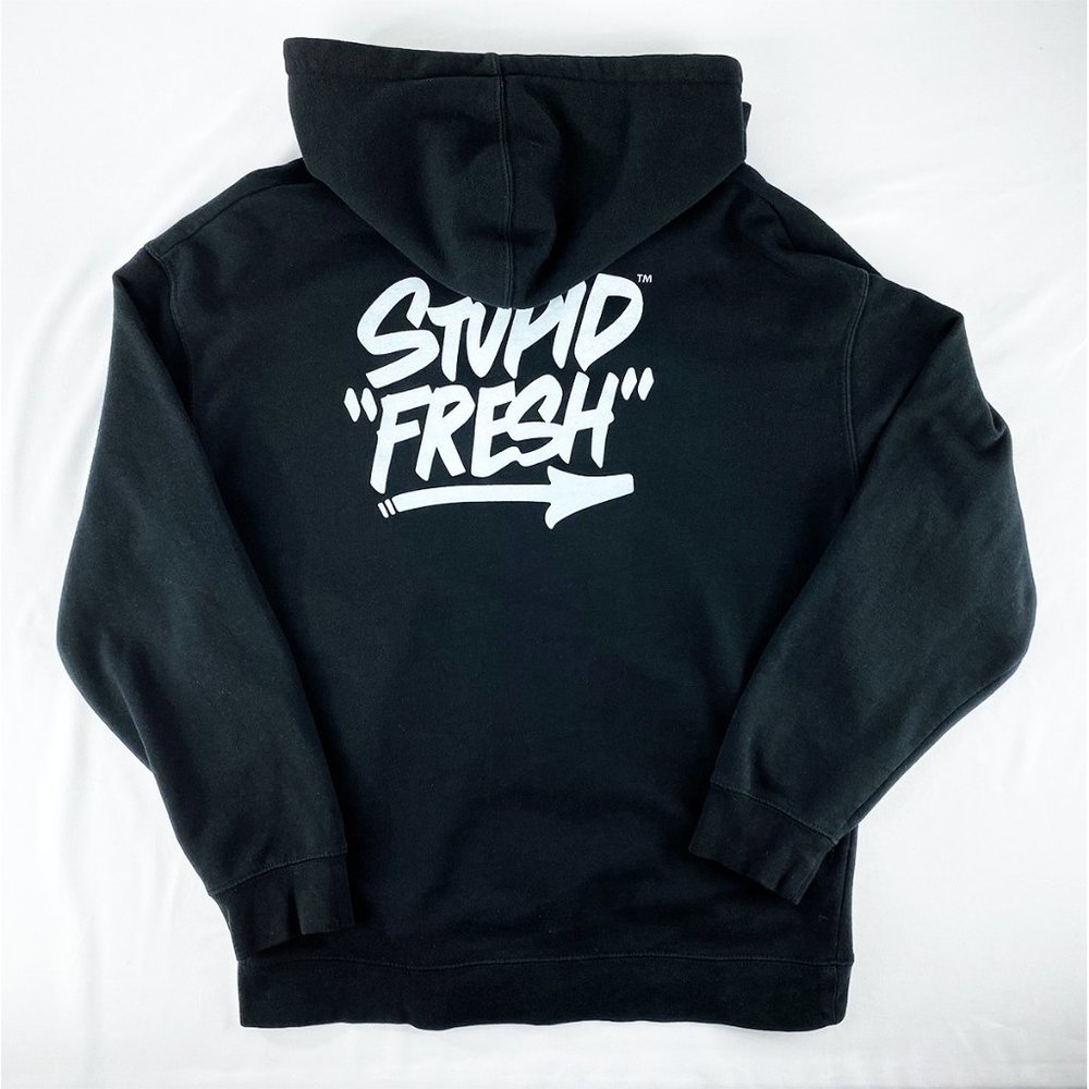Black Stupid Fesh Logo  zip up hooded jacket